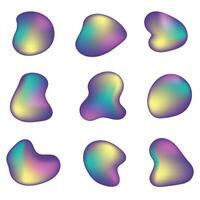 Realistic gradient liquid blob set isolated on white. Irregular geometric shape for design. vector