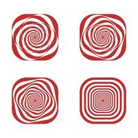 red optical illusion abstract striped wavy line elements design vector