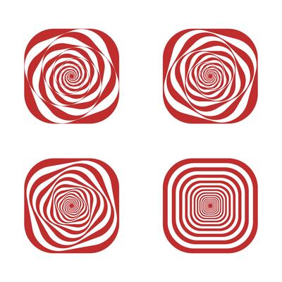 red optical illusion abstract striped wavy line elements design