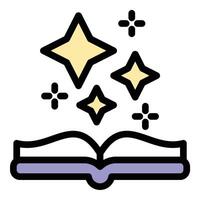 Fairytale icon in flat line style representing fantasy storytelling and magical themes ideal for literature folklore and childrens books concepts. vector
