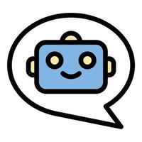 Artificial intelligence assistant icon flat line style illustration representing AI-powered virtual assistants and automation, suitable for technology, machine learning, and digital interaction themes vector
