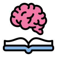 Learning icon in flat line style representing education knowledge and personal growth ideal for studying training and academic development concepts. vector