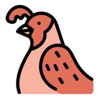 Quail icon flat line style illustration representing small game birds, nature, and wildlife, suitable for farming, birdwatching, and ecological themes.. vector