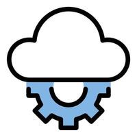 Cloud computing performance icon in flat line style representing system efficiency speed optimization and reliable cloud services ideal for IT infrastructure digital solutions and network management vector