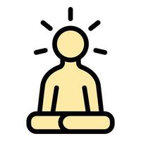 Meditation icon in flat line style representing mindfulness relaxation and inner peace ideal for wellness mental health and self-care vector