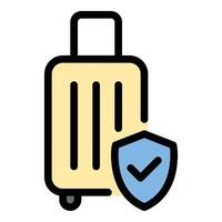 Travel insurance icon in flat line style representing trip protection financial coverage and safety ideal for vacations business travel and risk management concepts. vector