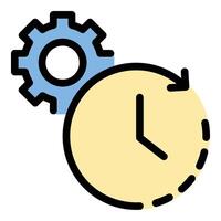 Time management icon in flat line style representing efficiency productivity and organization ideal for scheduling planning and task management concepts. vector
