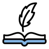 Literature icon in flat line style representing books writing and storytelling ideal for education reading and literary studies concepts. vector