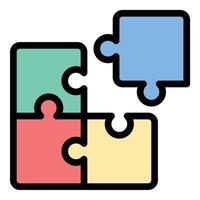 Puzzle jigsaw icon in flat line style representing problem-solving creativity and strategy ideal for brain games logic challenges and teamwork concepts. vector