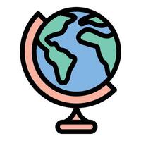 Geography icon in flat line style representing maps landscapes and global exploration ideal for education travel and earth science concepts. vector