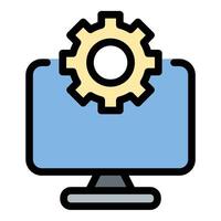 Operating system icon in flat line style representing system management software infrastructure and computing environment ideal for IT administration digital devices and technology concepts. vector