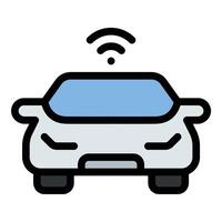 Smart Car icon flat line style illustration representing advanced automotive technology and autonomous driving, suitable for smart vehicles, IoT integration, and AI-powered transportation.. vector