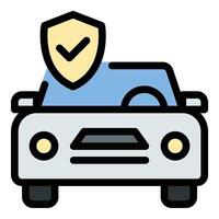 Car insurance icon in flat line style representing vehicle protection financial coverage and accident security ideal for auto policies safety and risk management concepts. vector