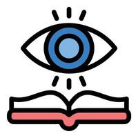 Vision learning icon in flat line style representing knowledge perception and insight ideal for AI education and personal development concepts. vector