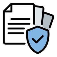 Insurance policy icon in flat line style representing financial coverage risk management and contract agreements ideal for health auto home and business insurance concepts. vector