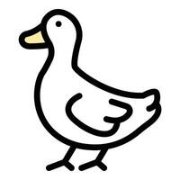 Duck icon flat line style illustration representing waterfowl and nature suitable for pet stores, wildlife, and farm-related themes.. vector