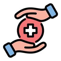 Medical protection icon in flat line style representing healthcare security insurance coverage and patient safety ideal for medical care health policies and risk management concepts. vector