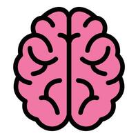 Brain icon in flat line style representing intelligence creativity and thinking ideal for neuroscience learning and mental health concepts. vector