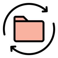 Folder backup icon in flat line style representing data protection file storage and recovery ideal for cloud computing cybersecurity and information management concepts. vector
