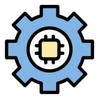 Chip development icon flat line style illustration representing semiconductor design and innovation, suitable for electronics, technology, and engineering industries.. vector