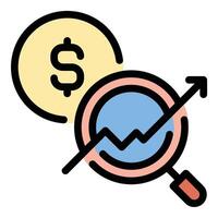 Business analysis icon in flat line style representing data evaluation strategy and decision-making ideal for market research and financial insights concepts. vector