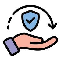 Insurance icon in flat line style representing financial protection risk management and security ideal for health auto home and business coverage concepts. vector