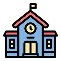 School icon in flat line style representing education learning and academic institutions ideal for students teachers and classroom concepts. vector