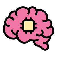 Artificial Intelligence icon in flat line style representing machine learning automation and advanced technology ideal for AI development data science and innovation concepts. vector