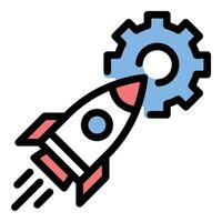 Startup icon flat line style illustration suitable for new business and entrepreneurship visuals. vector