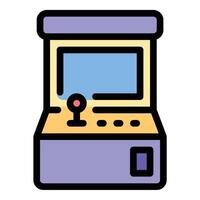 Arcade machine icon in flat line style representing retro gaming entertainment and classic games ideal for gaming culture nostalgia and amusement concepts. vector