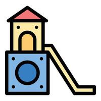 Playground icon in flat line style representing outdoor fun recreation and childrens activities ideal for parks schools and community spaces concepts. vector