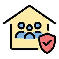 Home family insurance icon in flat line style representing financial protection security and coverage for households ideal for family safety property insurance and risk management concepts. vector