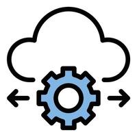 Cloud computing elastic icon in flat line style representing scalable infrastructure flexible resources and dynamic cloud services ideal for IT solutions server management and digital transformation vector