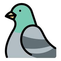Pigeon icon flat line style illustration representing urban wildlife, communication, and peace, suitable for city life, messaging, and nature themes.. vector