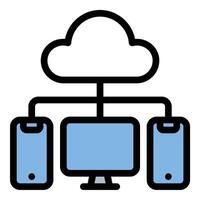 Cloud computing demand icon in flat line style representing scalable resources online storage and network-based services ideal for cloud technology IT infrastructure and digital solutions concepts. vector