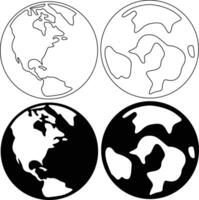 Collection of Planet Earth Silhouettes in Flat and Outline for Unique Projects vector