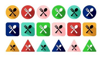 Retro style of spoon and fork icon set . Restaurant logo. Dining symbol. vector