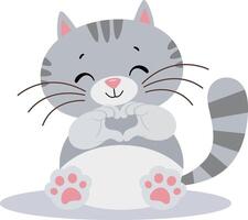 Cute cat making heart with hands vector
