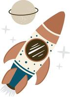 Simple rocket sailing through space vector