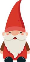 Cute and happy gnome in red vector
