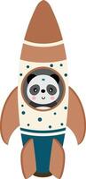 Panda explorer in a space rocket vector