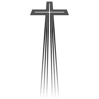 Stylized cross in perspective, path faith in God radiating rays vector