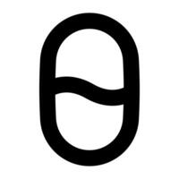 Black Greek letter theta featuring a smooth, wavy middle vector