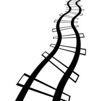 Curved Railway Tracks Illustration With Distorted unusual distorted curved Perspective vector