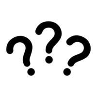 Three bold question marks symbolizing confusion and uncertainty concept vector