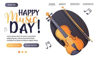 web template with violin for a music website and poster vector