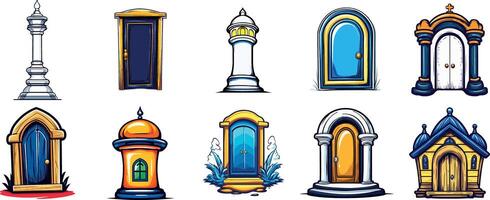 Door Designs and Architecture in Various Styles vector