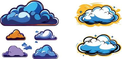 Clouds in Various Shapes and Colors vector