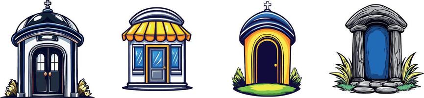 Tomb Designs with Various Architectural Elements vector