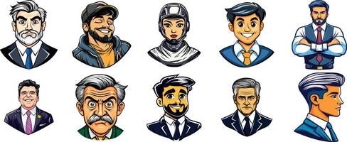 Diverse Portraits of Characters in Various Styles vector